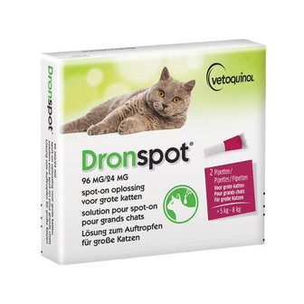 Dronspot 96 mg/24 mg spot-on oplossing voor grote katten