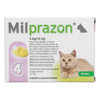 MILPRAZON grote kat 4 tablet 16/40mg (2-12kg)